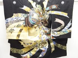 束ね熨斗に兜模様刺繍紋付男児着物(内袖・長襦袢付き)